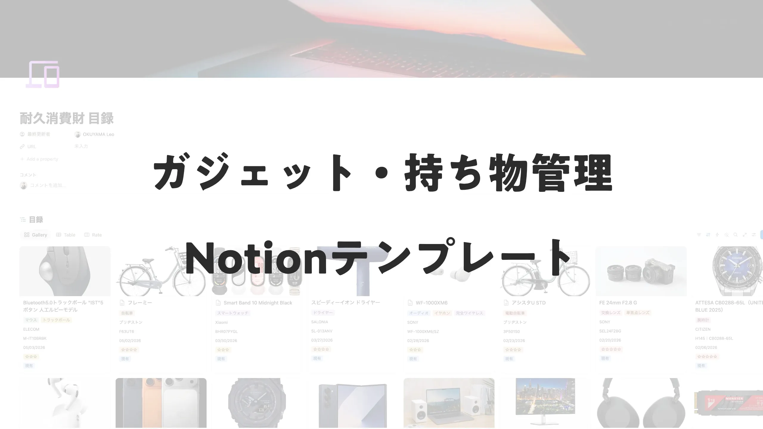 ガジェット・持ち物管理：Notionテンプレート